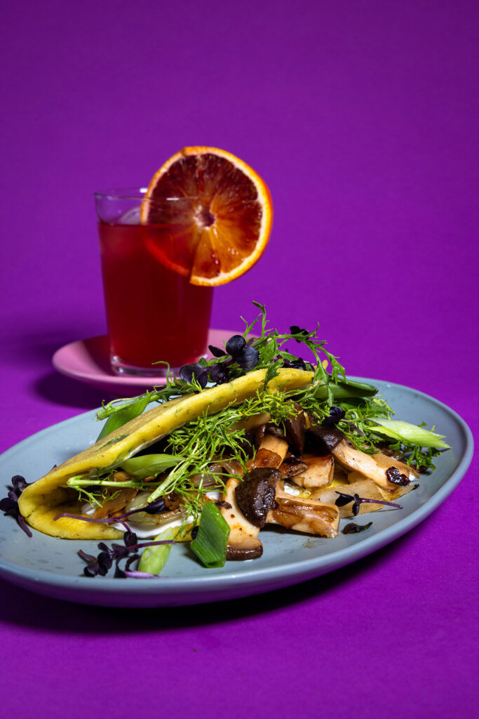 Blattsenf-Omelettes - vegan - gefüllt mit Kräuterseitling