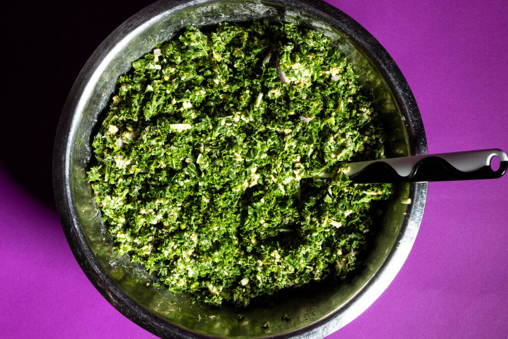 Grüntkohlteig für herzhafte Cupcakes.