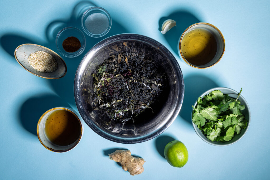 Alle Zutaten für den Wakame-Salat.