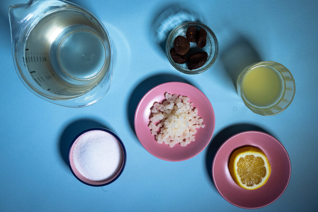 Alle Zutaten für den Wasserkefir.